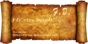 Fórizs Dezső névjegykártya