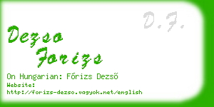 dezso forizs business card