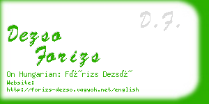 dezso forizs business card